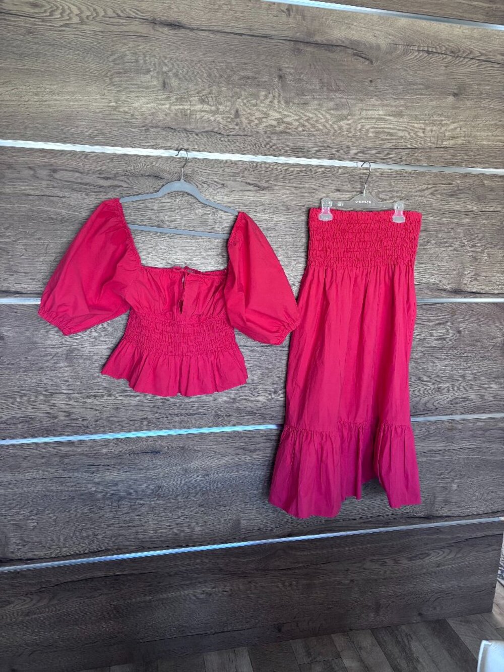 Rhode 100% Red Cotton Blouse & Skirt